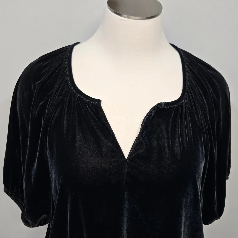 Old Navy‎ Black Velvet Peasant Top Plus Size XXL Poetcore Romantic Whimsigoth